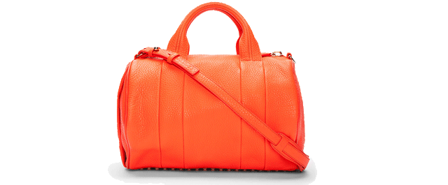 Alexander Wang Tang Orange Pebbled Leather Rocco Studded Duffle Bag