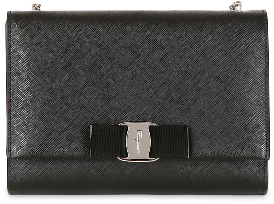 Salvatore-Ferragamo-Bow-Saffiano-Leather-Shoulder-Bag-black-1