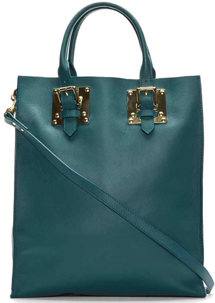 Sophie-Hulme-Teal-Soft-Leather-Buckled-Tote-dark-green-1