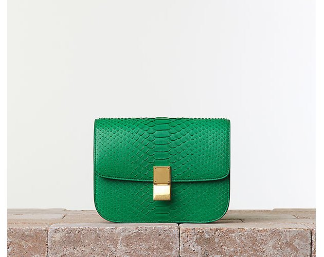 Celine-Classic-Handbag-Python-Grass