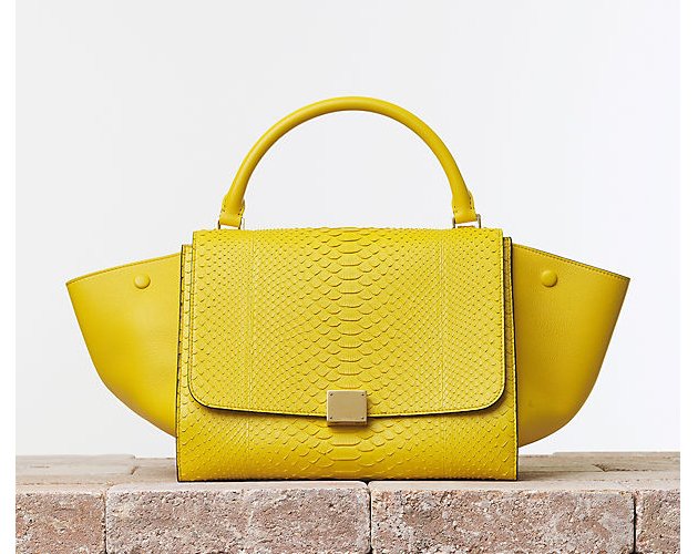 Celine-Trapeze-Handbag-Python-&-Calfskin-Mimosa