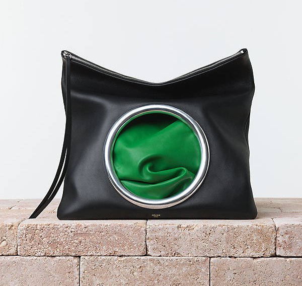 Celine-Soft-Pouch-Eyelet-Handbag-in-Nappa-Lambskin-Black-Grass