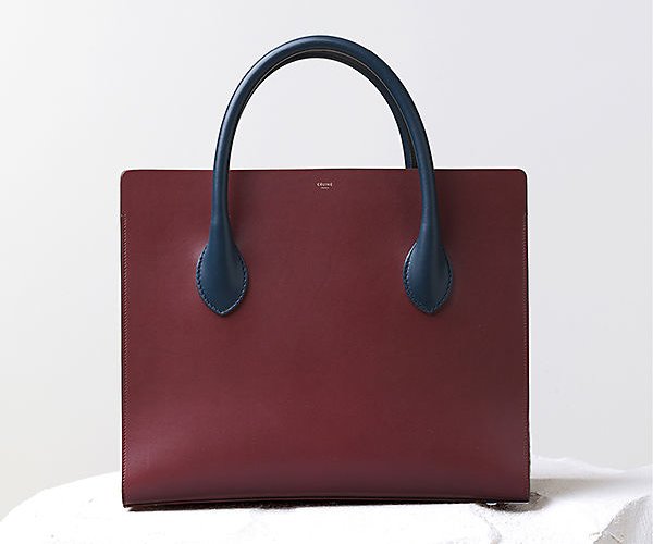 Celine-Boxy-Handbag-Burgundy-Satinated-Calfskin