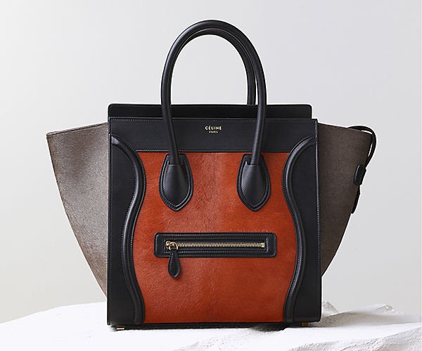 Celine-Luggage-Handbag-Brick-Multicolour-Pony-Calfskin