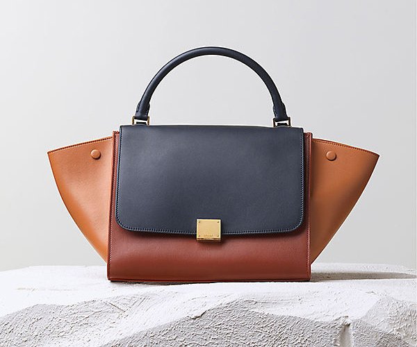 Celine-Trapeze-Handbag-Navy-Blue-Multicolour-Calfskin