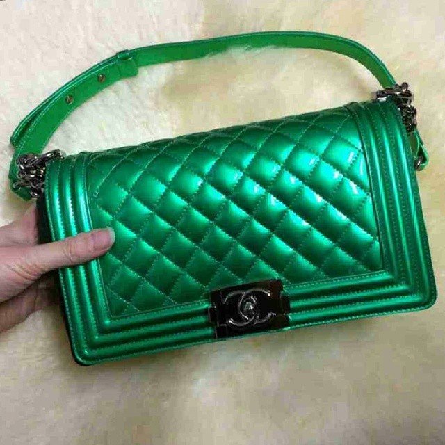 Chanel-Metallic-Boy-Bag-green