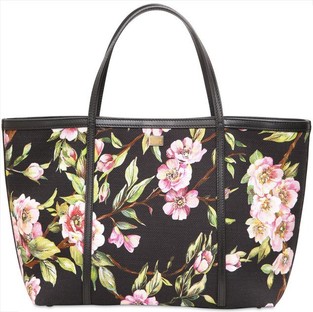 Dolce-Gabbana-Floral-Printed-Canvas-Tote-black