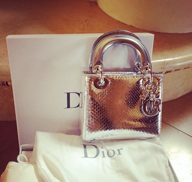 Lady-Dior-Mini-Python-Silver-Bag