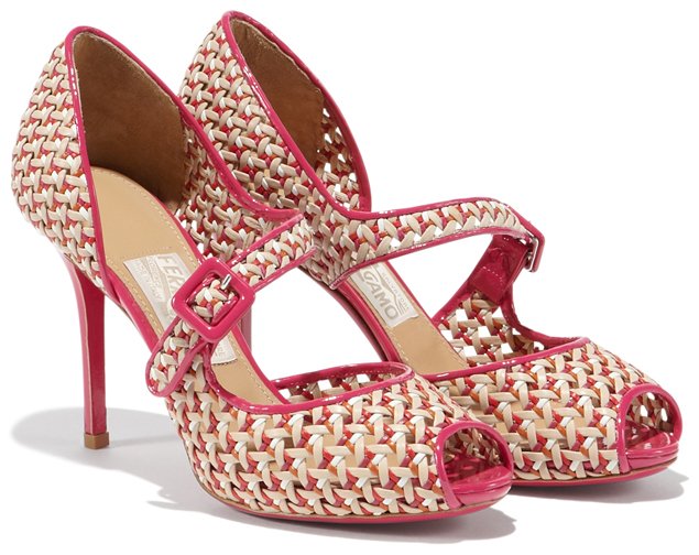 Salvatore-Ferragamo-Open-Toe-Pump-In-Woven-Motif-Pink