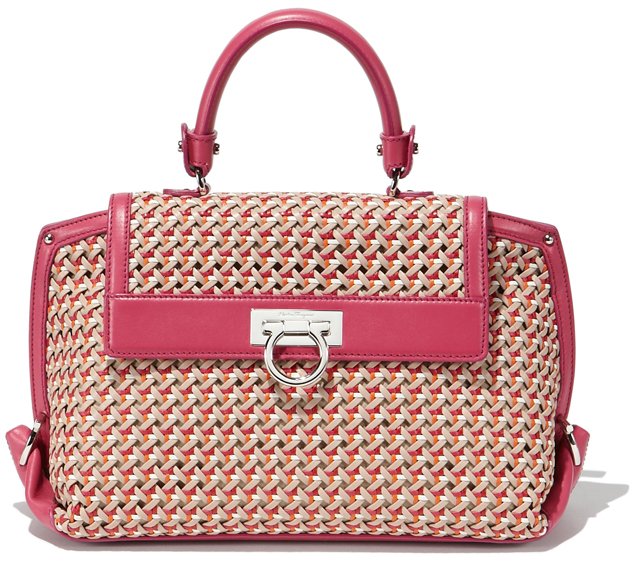 Salvatore-Ferragamo-Sofia-Bag-In-Woven-Motif-Pink