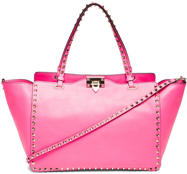 Valentino-Rockstud-Trapeze-Tote-Fluo-Pink