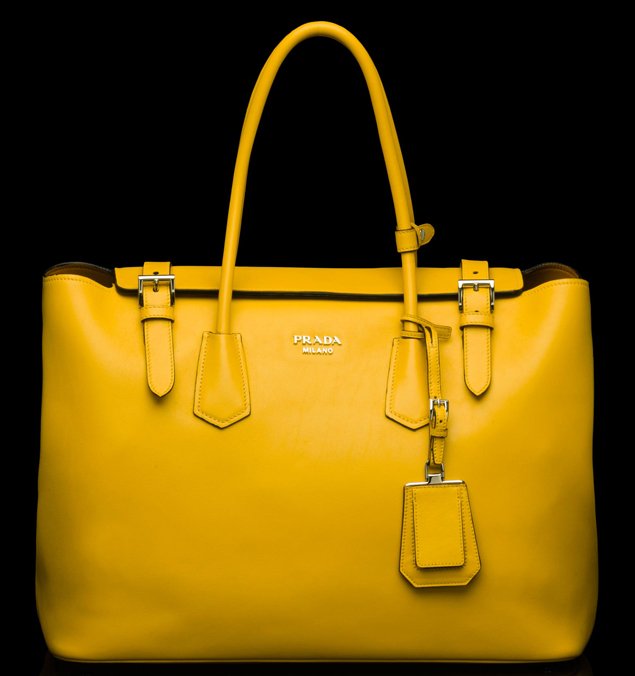 Prada-Buckle-Saffiano-Tote-yellow