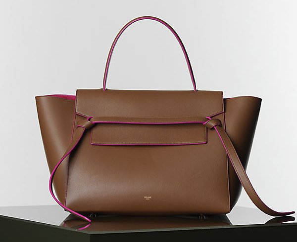 Celine-Camel-with-Fuschia-Lining-Belt-Tote