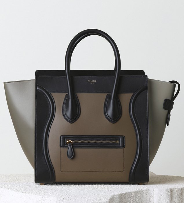 Celine-MINI-LUGGAGE-HANDBAG-IN-DARK-GREY-CALFSKIN-SATIN