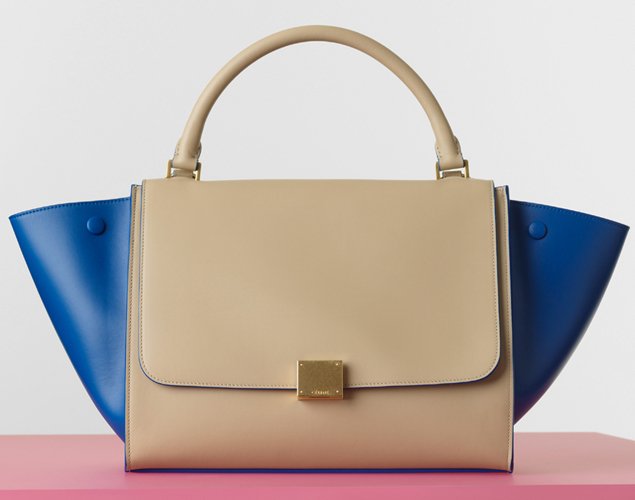 Celine-Medium-Trapeze-Bag-In-Bicolour-Calfskin-Satin-Bright-Blue