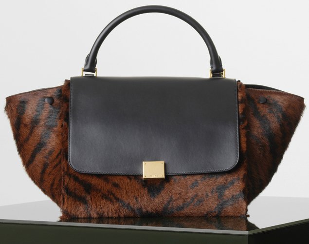 Celine-Medium-Trapeze-Bag-In-Brown-Pony-Calfskin-Brown