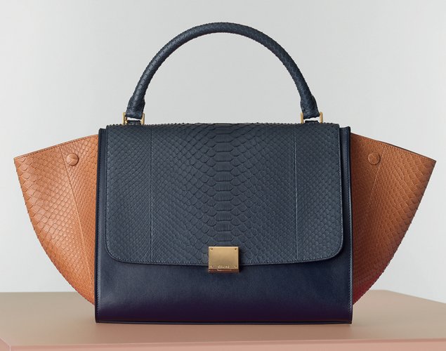 Celine-Medium-Trapeze-Bag-In-Multicolour-Python-Navy-Blue