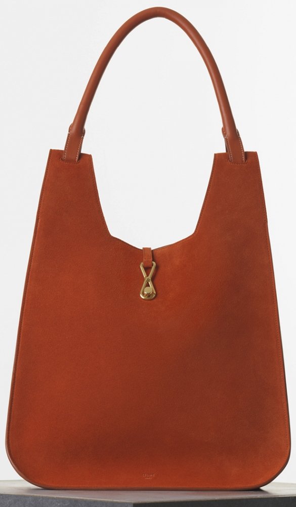 Celine-Hobo-with-Hook-Handbag-in-Burnt-Orange-Suede-Calfskin