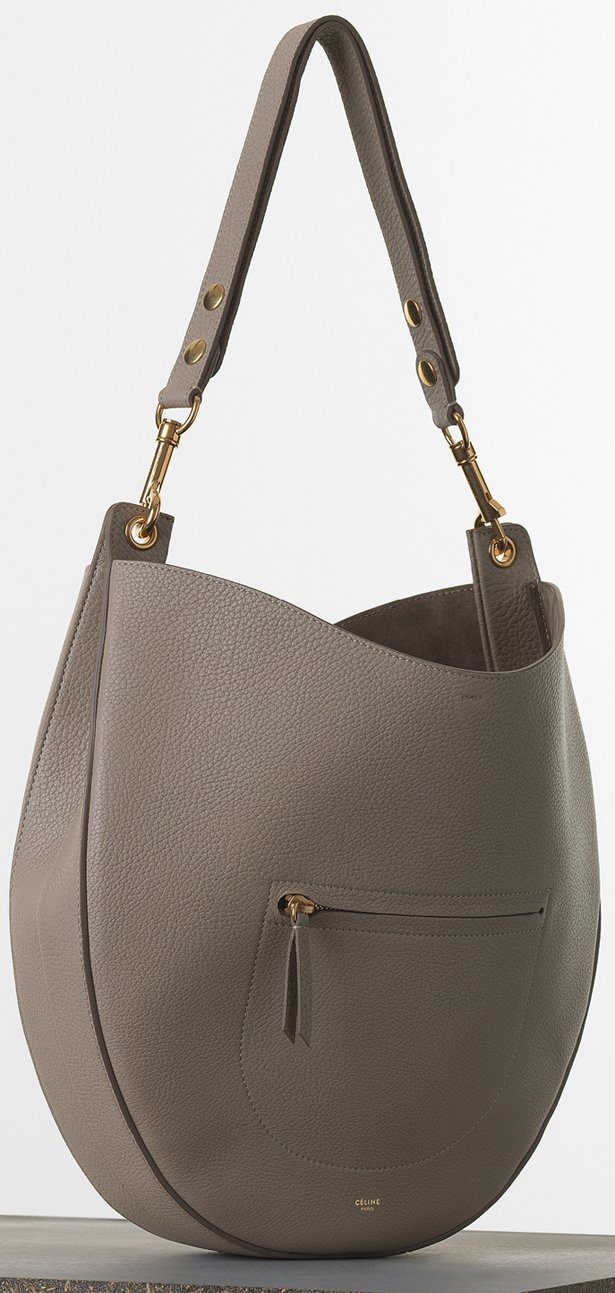 Celine-Medium-Hobo-with-Zip-Handbag-in-Light-Taupe-Crisped-Calfskin