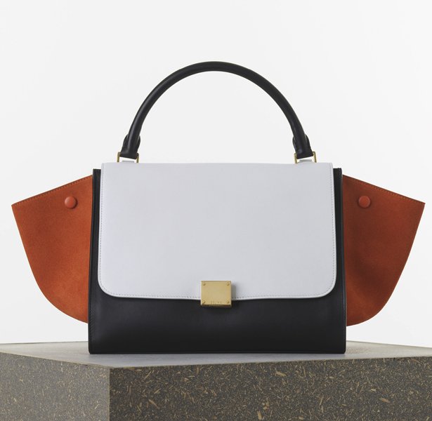 Celine-Medium-Trapeze-Handbag-in-Burnt-Orange-Multicolour-Smooth-Calfskin