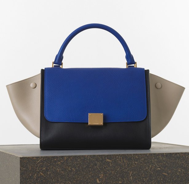 Celine-Medium-Trapeze-Handbag-in-Indigo-Multicolour-Elephant-Calfskin