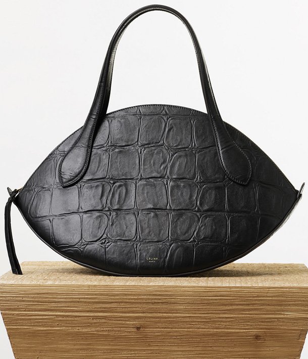 Celine-Large-Curved-Handbag-in-Black-Stamped-Crocodile-Calfskin