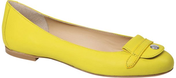 Longchamp-Le-Pliage-Cuir-Flats-Yellow