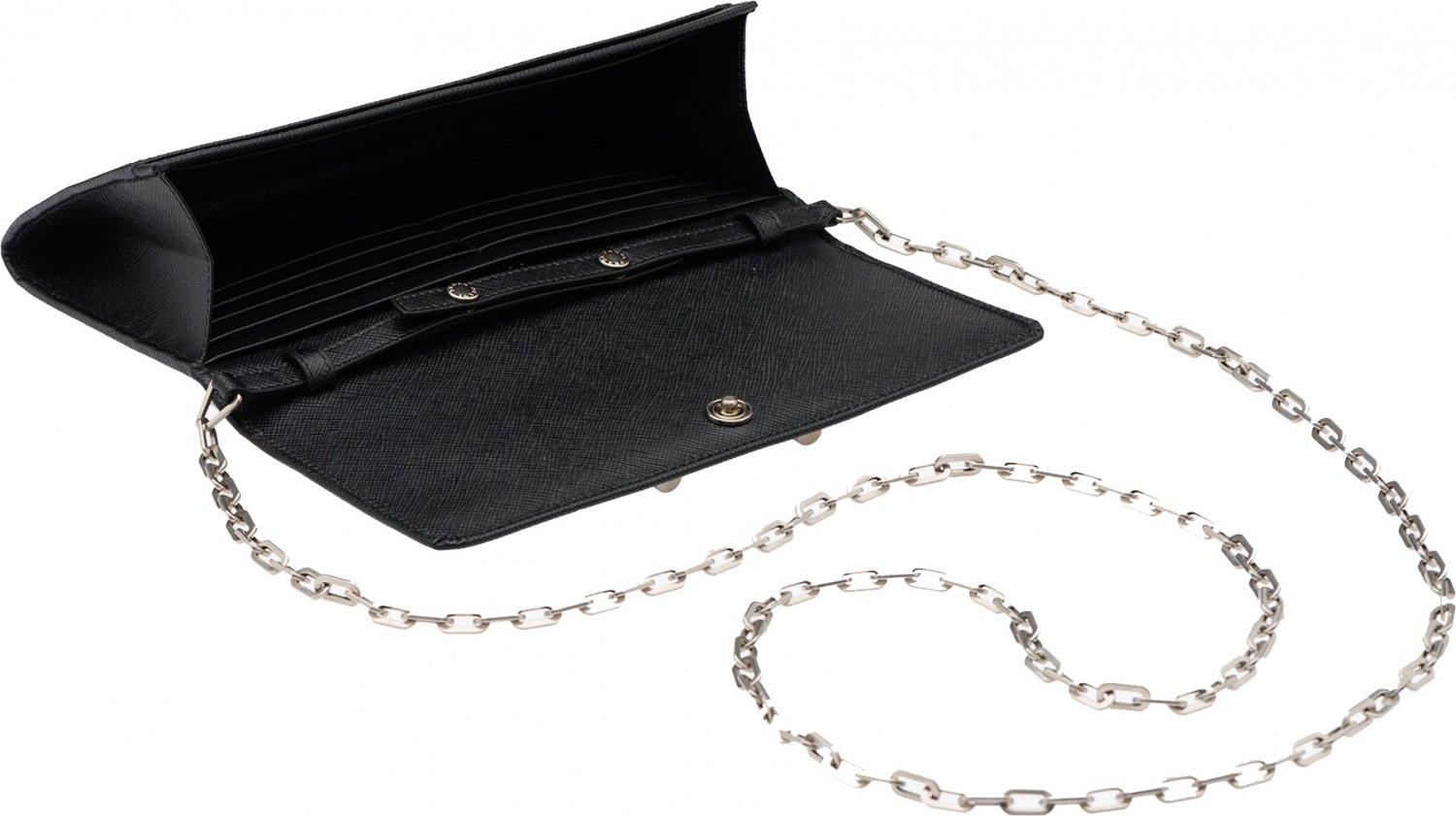 Prada-Saffiano-Lock-leather-flap-wallet-on-chain-5