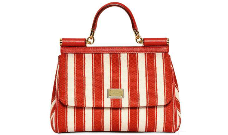 Dolce and Gabbana Miss Sicily Striped Handbag front thumb