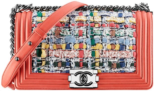 Chanel-Red-Multicolor-Tweed-Boy-Bag