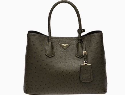 Prada Saffiano Cuir Ostrich Tote Bags thumb