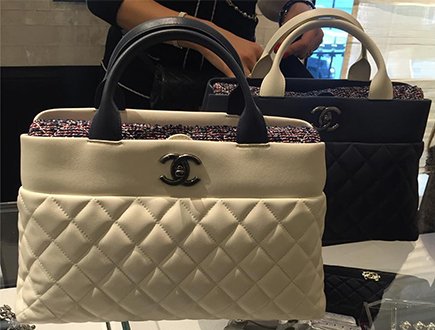 Chanel Quilted Bi Color Handle Tote Bag thumb