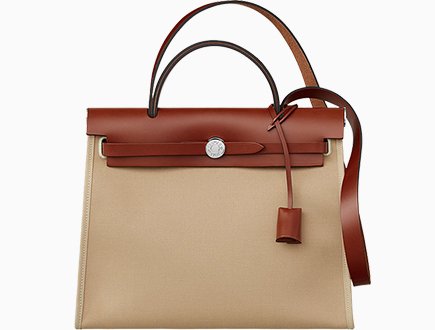 Hermes Herbag Zip Bag in Beige Toile thumb