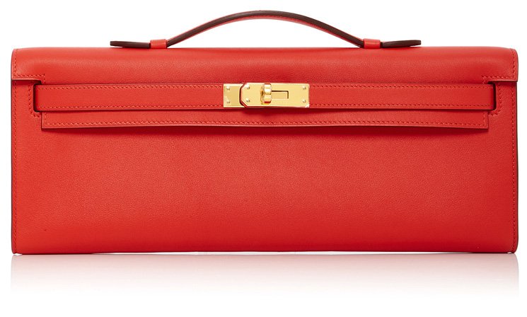 Hermes-Kelly-Cut-Pochette-in-Rouge-Tomate-Swift-Leather