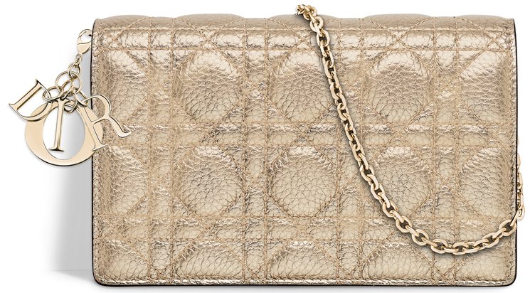 Lady-Dior-Wallet-On-Chain-Pouch-Gold