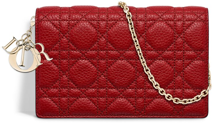 Lady-Dior-Wallet-On-Chain-Pouch-Red