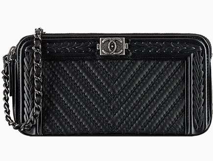 Boy Chanel Chevron Braided Clutch with Chain thumb