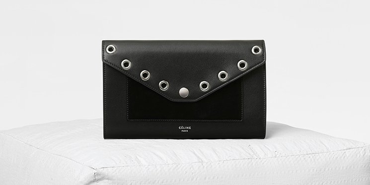 Celine-Eyelets-Pocket-Evening-Clutch-On-Chain-2