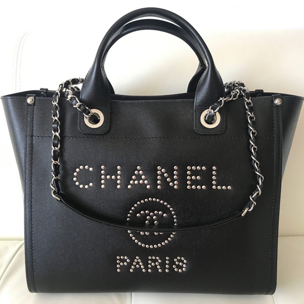 Chanel-Deauville-Studded-Logo-Tote-Bag