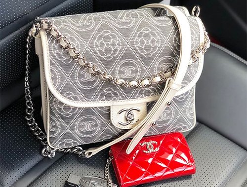 Chanel Camellia Logo Square Bag thumb