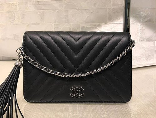 Chanel Diagonal Chevron WOC with Tassel thumb