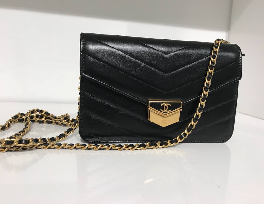 Chanel-chevron-medal-flap-bag-black