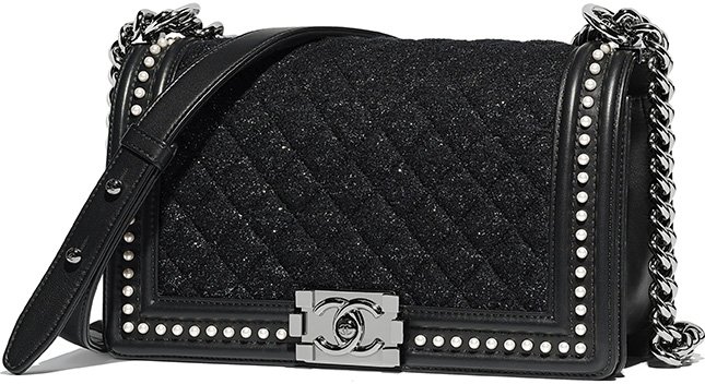 Boy Chanel Tweed Pearl Bag