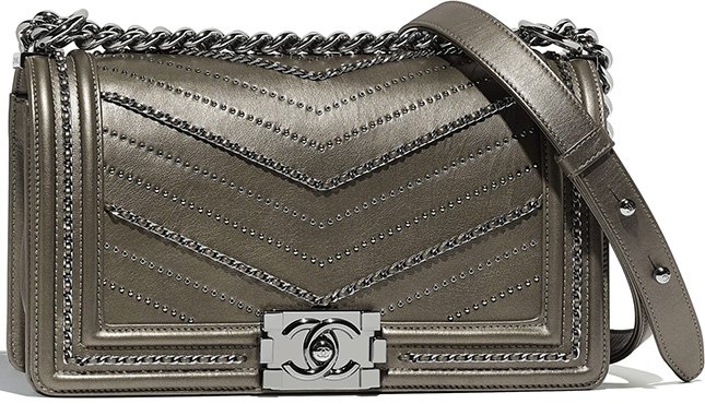 Chanel Boy Chevron Chain Sequins Bag