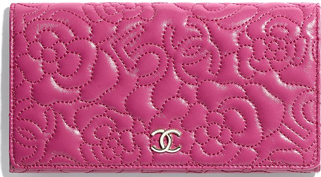 Chanel Camellia 5 CC Stitched Wallets