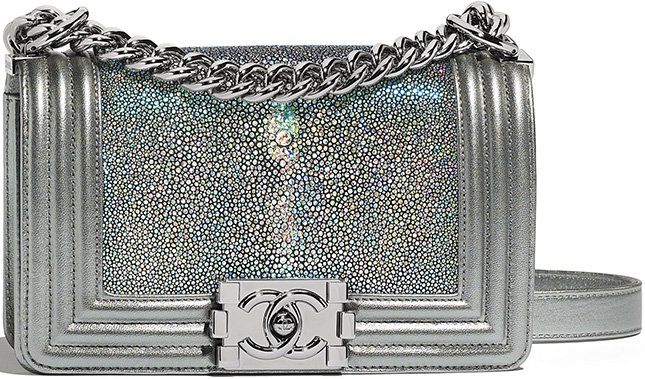 Chanel Boy Small Metallic Sharkskin Flap Bag