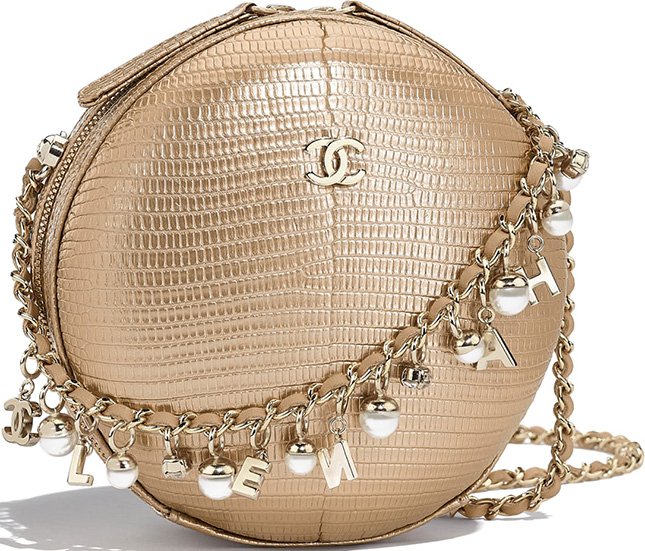 Chanel Gold Metallic Lizard City Box Evening Bag