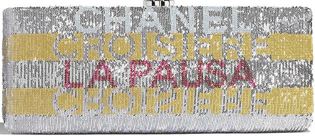 Chanel La Pausa Embroidered Satin Clutch 