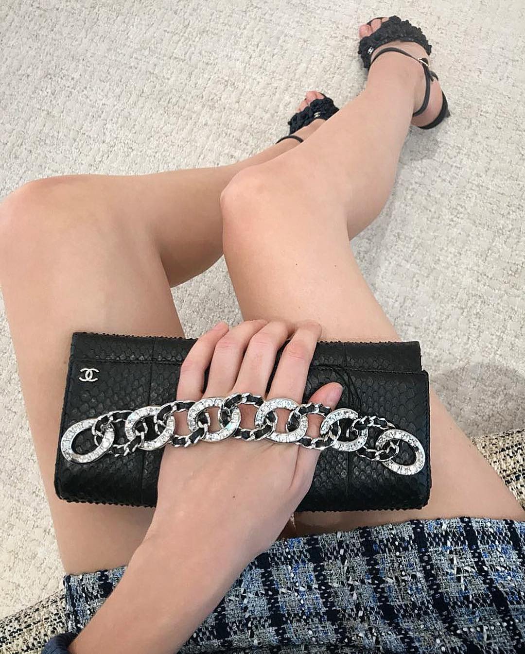 Chanel Python Strass Clutch