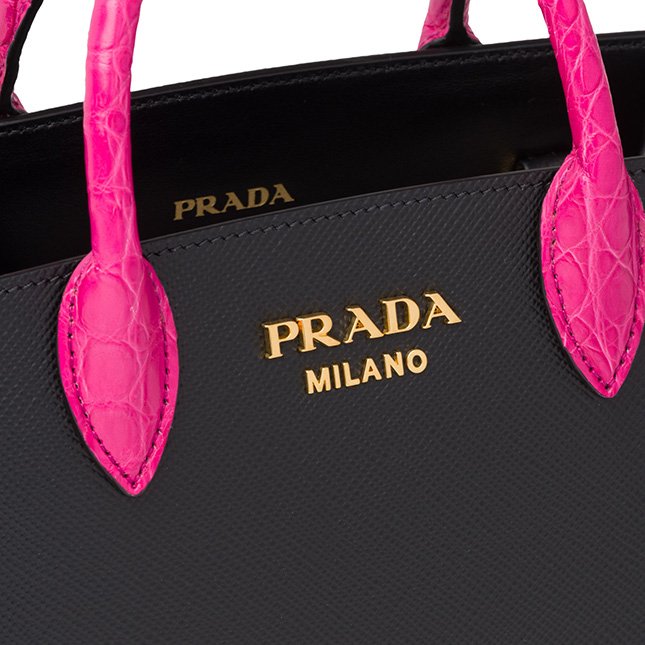 Prada Saffiano Bag With Crocodile Handle